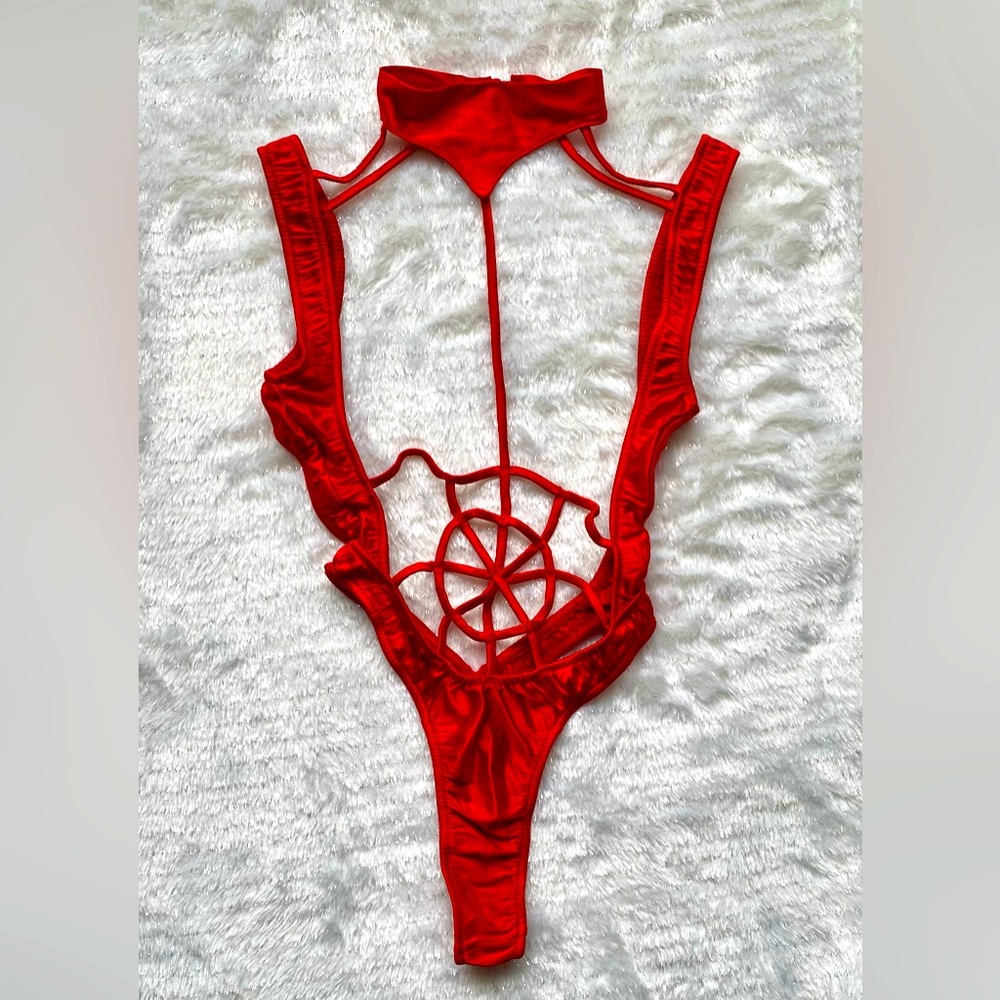 Red Open Chest Lingerie